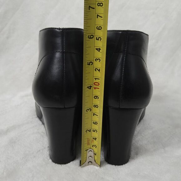 Cole Haan Linea Womens Size 8B Black Leather Lace Up Wedge Ankle Boots Booties - Picture 7 of 11